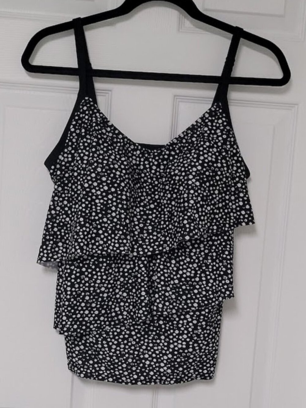 Ruffled layered Tankini Swim Top–Size Medium-Abstract "Polka Dot"-adjustable